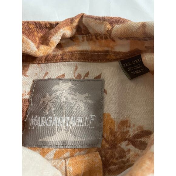 Margaritaville short sleeve button down SZ XXL silk/linen blend - Picture 5 of 7